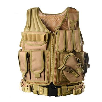 Tactical Vest Molle Military Airsoft Combat Training Vest for Outdoor Hunting (Tan)