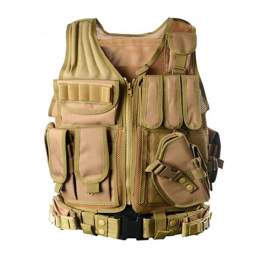 Tactical Vest Molle Military Airsoft Combat Training Vest for Outdoor Hunting (Tan)