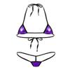 Aislor 2Pcs Women's Shiny Metallic Mini Bikini Set Halter Tie-on Bra Top with G-String Swimsuit Purple One Size view 2