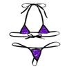 Aislor 2Pcs Women's Shiny Metallic Mini Bikini Set Halter Tie-on Bra Top with G-String Swimsuit Purple One Size view 3