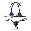 Aislor 2Pcs Women's Shiny Metallic Mini Bikini Set Halter Tie-on Bra Top with G-String Swimsuit Purple One Size view 4