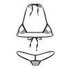 Aislor 2Pcs Women's Shiny Metallic Mini Bikini Set Halter Tie-on Bra Top with G-String Swimsuit Silver One Size view 2