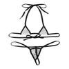 Aislor 2Pcs Women's Shiny Metallic Mini Bikini Set Halter Tie-on Bra Top with G-String Swimsuit Silver One Size view 4