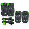 boruizhen Kids/Youth Knee and Elbow Pads with Wrist Guards Protective Gear Set for Skating Skateboarding Cycling Biking Scooter and Multi Sports (Black/Green, Small (3-7 Years)) view 1