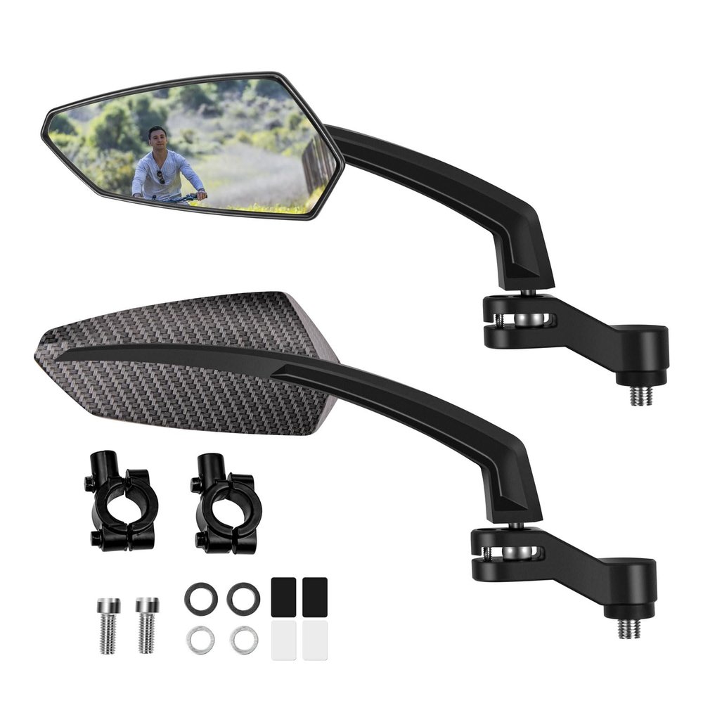 Addmotor Bike Mirrors, 1 Pair Bicycle Mirror Handlebar Mount, 360 Adjustable Rotatable Bike Mirror, HD, Safe Handlebar Rearview Mirror, Bike Accessories Bicycle Mirrors Set(Black)