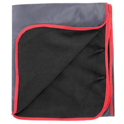 REDCAMP Large Waterproof Stadium Blanket for Cold Weather, Soft Warm Fleece Camping Blanket Windproof for Outdoor Sports, Blue/Red (Outer Grey/Inner Black)