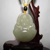 2" China Certified Nature Hetian Nephrite Jade Laughing Buddha Hand Carved Necklace Pendant 5743 view 2