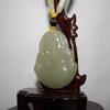 2" China Certified Nature Hetian Nephrite Jade Laughing Buddha Hand Carved Necklace Pendant 5743 view 4