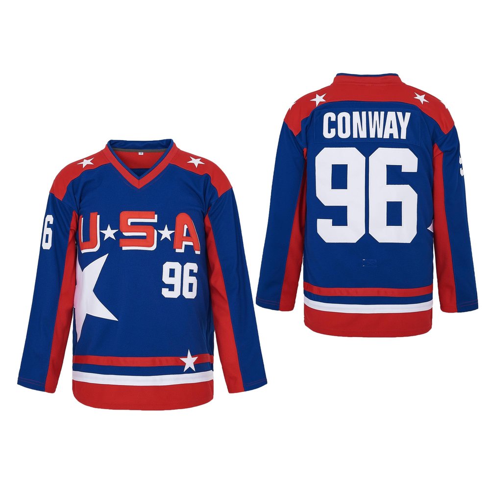 CGUBJI Men's #96 Charlie Conway Team Movie Hockey Jersey Stitched Size S Blue