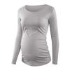 L PATTERN Womens Maternity Shirts Pregnancy Tops Long Sleeve Side Ruched Comfortable and Soft Maternity Clothing, Grey, Small view 1