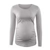 L PATTERN Womens Maternity Shirts Pregnancy Tops Long Sleeve Side Ruched Comfortable and Soft Maternity Clothing, Grey, Small view 2