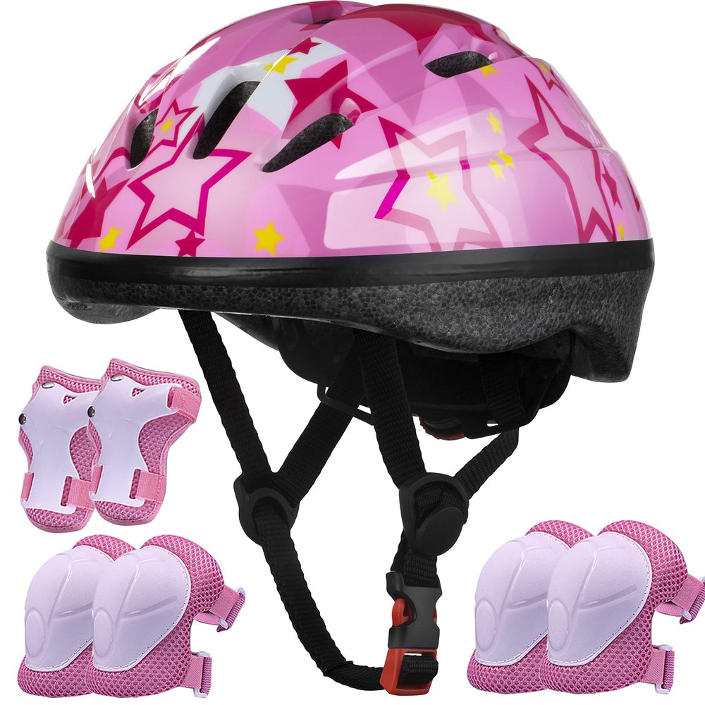 Lamsion Kids Helmet Adjustable for Kids Ages 3-8 Years Old Boys Girls, Toddler Helmet with Protective Sports Gear Set Knee Elbow Pads Wrist Guards for Cycling Skateboard Scooter