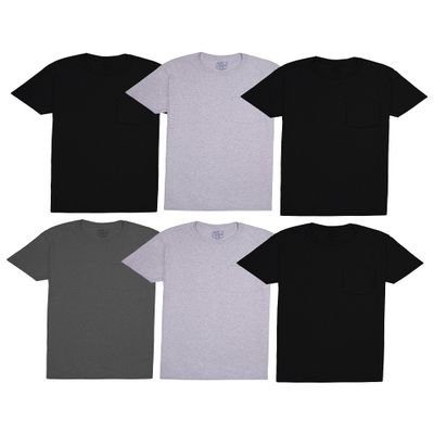 Fruit of the Loom Mens Eversoft Cotton Short Sleeve Pocket T-Shirts, Breathable & Tag Free Underwear, 6 Pack - Colors May Vary, Medium US