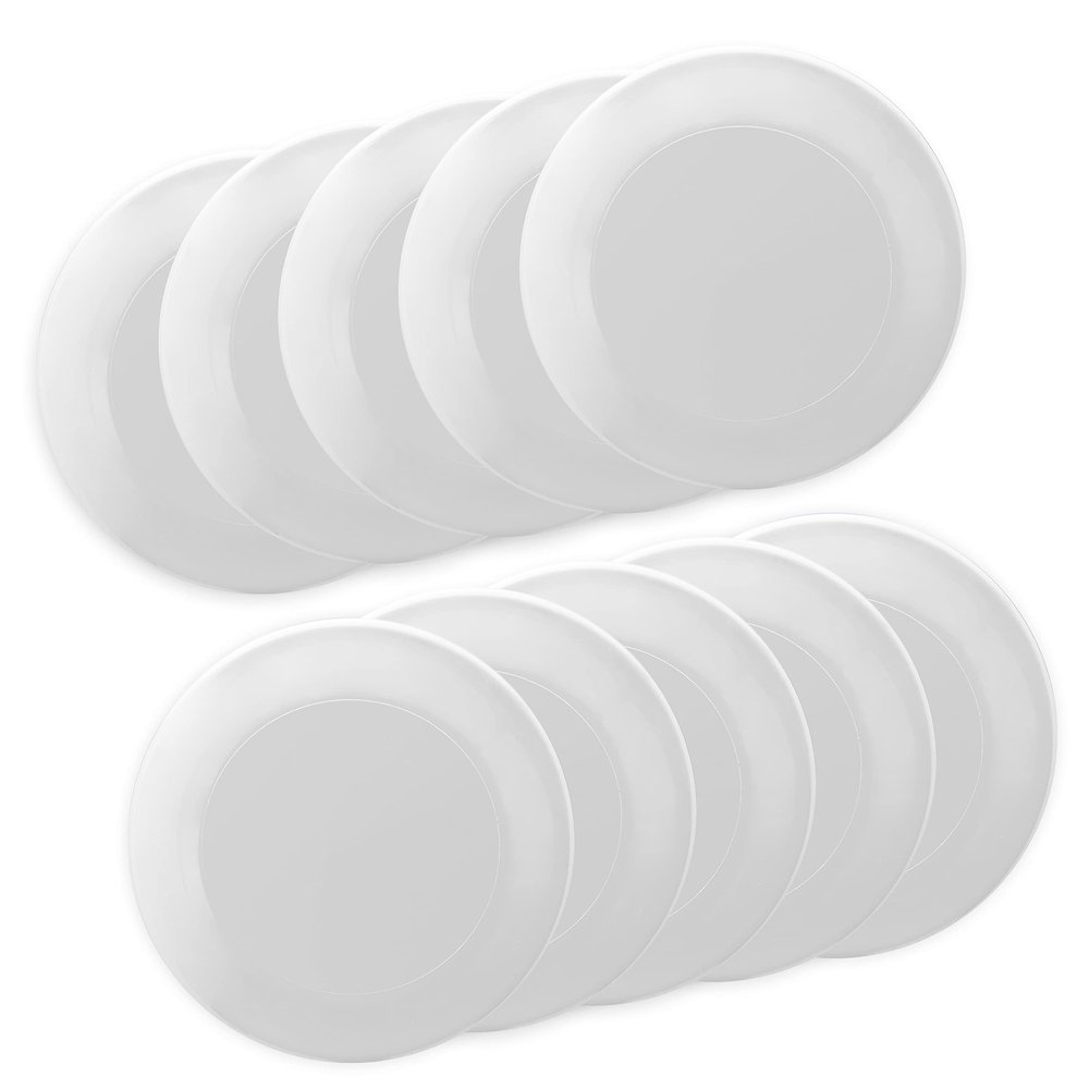 DISCOUNT PROMOS Frisbees 9.25 inch. Set of 10, Bulk Pack - Fun Outdoor Games for Adults and Family - White