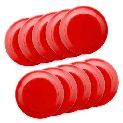DISCOUNT PROMOS Frisbees 9.25 inch. Set of 10, Bulk Pack - Fun Outdoor Games for Adults and Family - Red