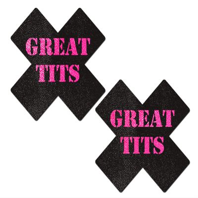 PASTEASE Sexy Pasties - Nipple Covers for Festivals, Raves, & Lingerie | Halloween Costume Accessory | Waterproof (Great Tits X Cross)