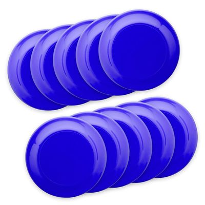 DISCOUNT PROMOS Frisbees 9.25 inch. Set of 10, Bulk Pack - Fun Outdoor Games for Adults and Family - Reflex Blue