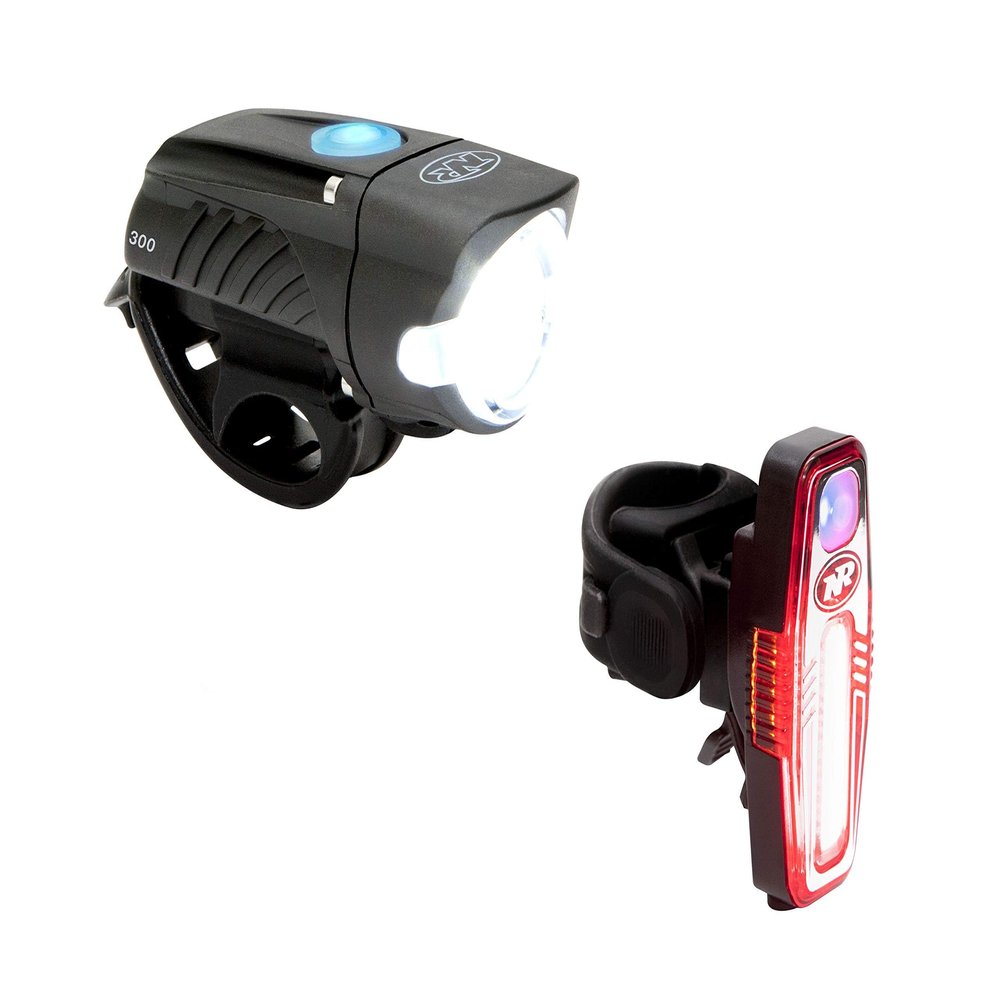 NiteRider Swift 300 Front Bike Light Sabre 110 Rear Bike Light Combo Pack- USB Rechargeable Bicycle Headlight LED Front Light Easy to Install Water Resistant Road Commuting Cycling Safety Flashlight