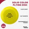 DISCOUNT PROMOS Custom Frisbees 9.25 inch. Set of 100, Personalized Bulk Pack - Fun Outdoor Games for Adults and Family - Yellow view 3