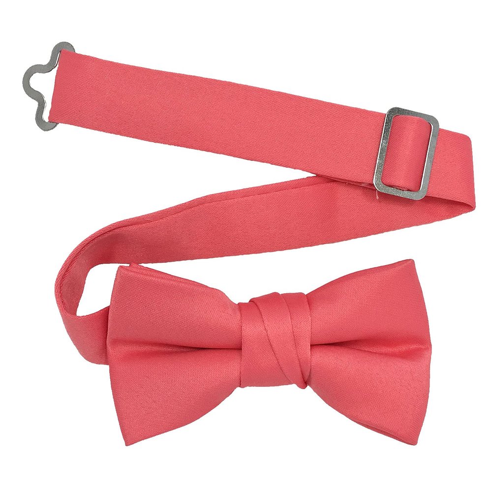 Spencer J's Mens and Boys Pre-Tied Bowtie Large Variety of Colors (Coral, Youth (Age 7-13))