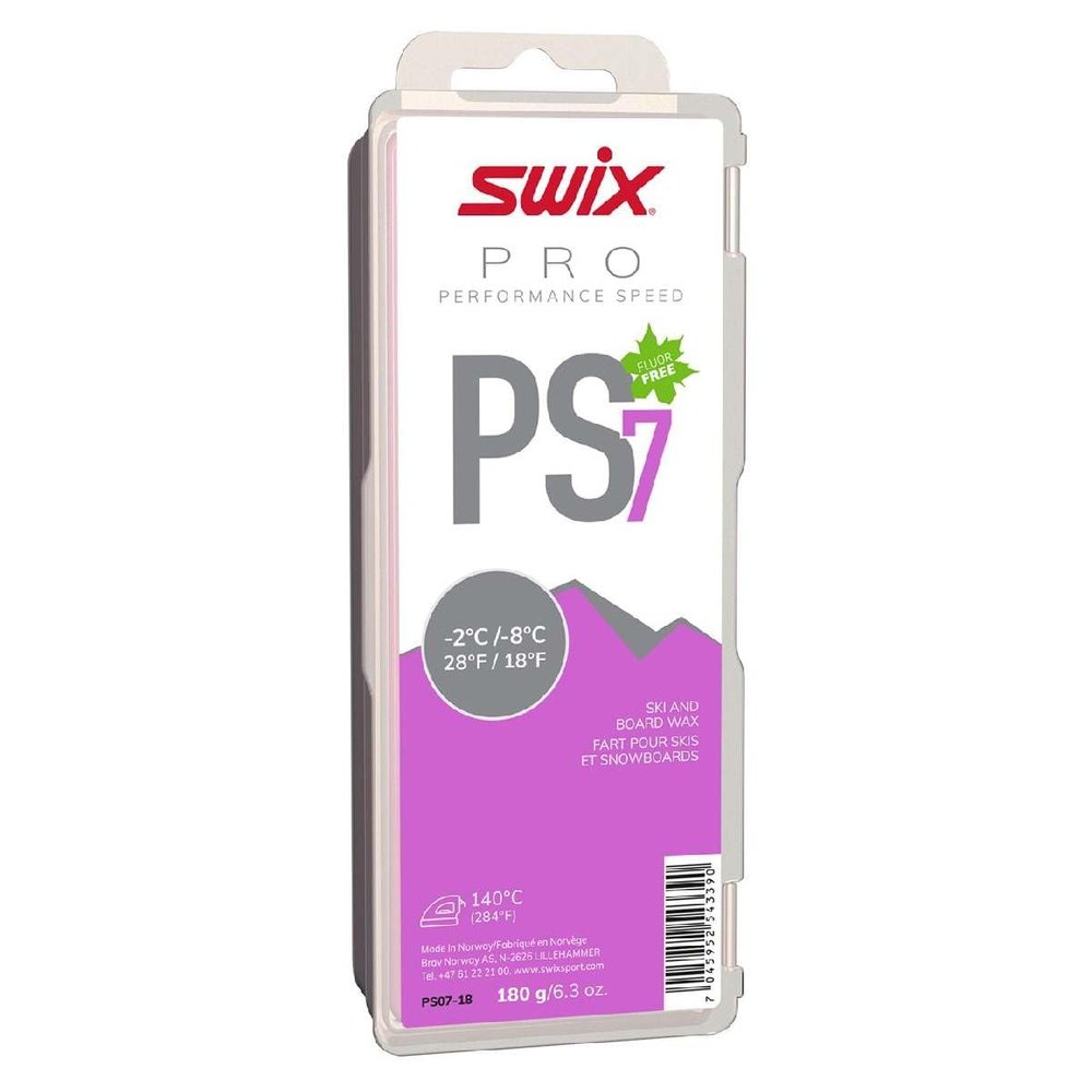 Swix PRO Speed Wax - PS7 Violet 18 to 28 Degrees Fahrenheit - 180g Bar - Fluoro Free - Ski or Snowboard