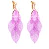 Grace Jun Handmade Multi-layer Leaf Shape Clip on Earrings No Pierced for Women (Gold Rose Red Clip-ons) view 1