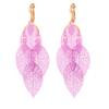 Grace Jun Handmade Multi-layer Leaf Shape Clip on Earrings No Pierced for Women (Gold Rose Red Clip-ons) view 4