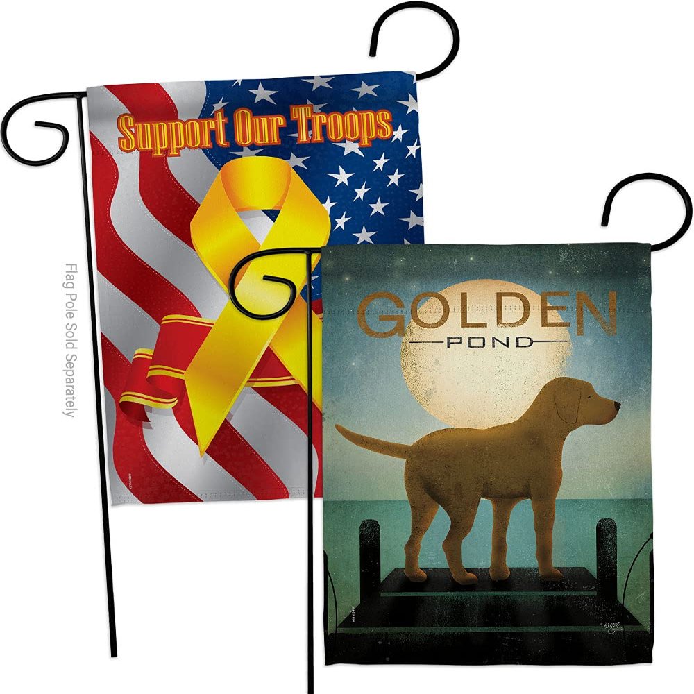 Breeze Decor Golden Pond Garden Flag Pack Dog Puppy Spoiled Paw Canine Fur Pet Nature Farm Animal Creature Support Our Troops House Banner Small Yard Gift Double-Sided, Made in USA