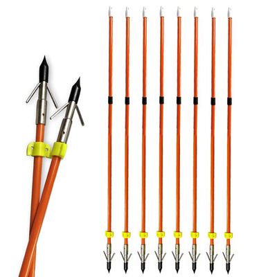 ZSHJGJR 30.5 Inch Archery Bowfishing Arrows Fiberglass Bow Fishing Hunting Arrows with 8mm Broadhead Safety Slides for Compound Recurve Bow 6 or 12pcs (6 PCS)