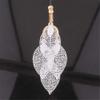 Grace Jun Handmade Multi-layer Leaf Shape Clip on Earrings No Pierced for Women (Gold White Clip-ons) view 3