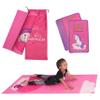 Kids Yoga Mat Set - Fun Unicorn Yoga Mat for Girls - Comfortable - Chemical Free - Non-Toxic - Non-Slip - 60 X 24 X 0.2 Inches - w/ 12 Yoga Cards for Kids - Carrier Bag with Strap - Pink - Ages 4-12 view 1
