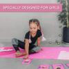 Kids Yoga Mat Set - Fun Unicorn Yoga Mat for Girls - Comfortable - Chemical Free - Non-Toxic - Non-Slip - 60 X 24 X 0.2 Inches - w/ 12 Yoga Cards for Kids - Carrier Bag with Strap - Pink - Ages 4-12 view 3