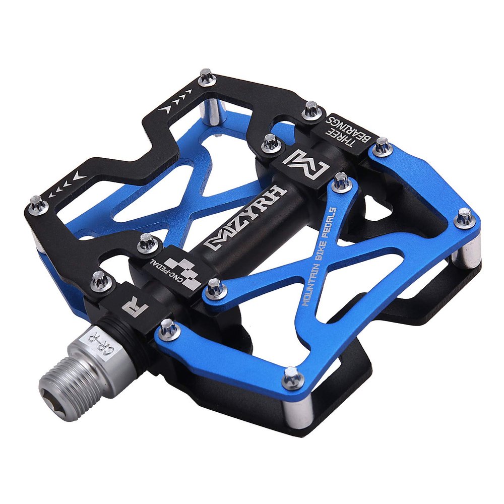 MZYRH Mountain Bike Pedals, Ultra Strong Colorful CNC Machined 9/16" Cycling Sealed 3 Bearing Pedals (Blue Black Black)