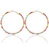 50mm Bohemian Colorful Beaded Hoop Earrings for Women - Rainbow Beads Circle Hoop Earrings Jewelry view 1