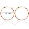 50mm Bohemian Colorful Beaded Hoop Earrings for Women - Rainbow Beads Circle Hoop Earrings Jewelry view 3