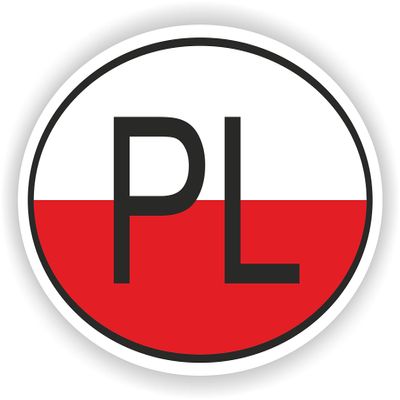1x Poland Country Code Oval Vinyl Waterproof Sticker - 5cm / 2inches