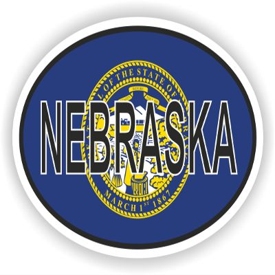 1x Nebraska Country Code Oval Vinyl Waterproof Sticker - 5cm / 2inches