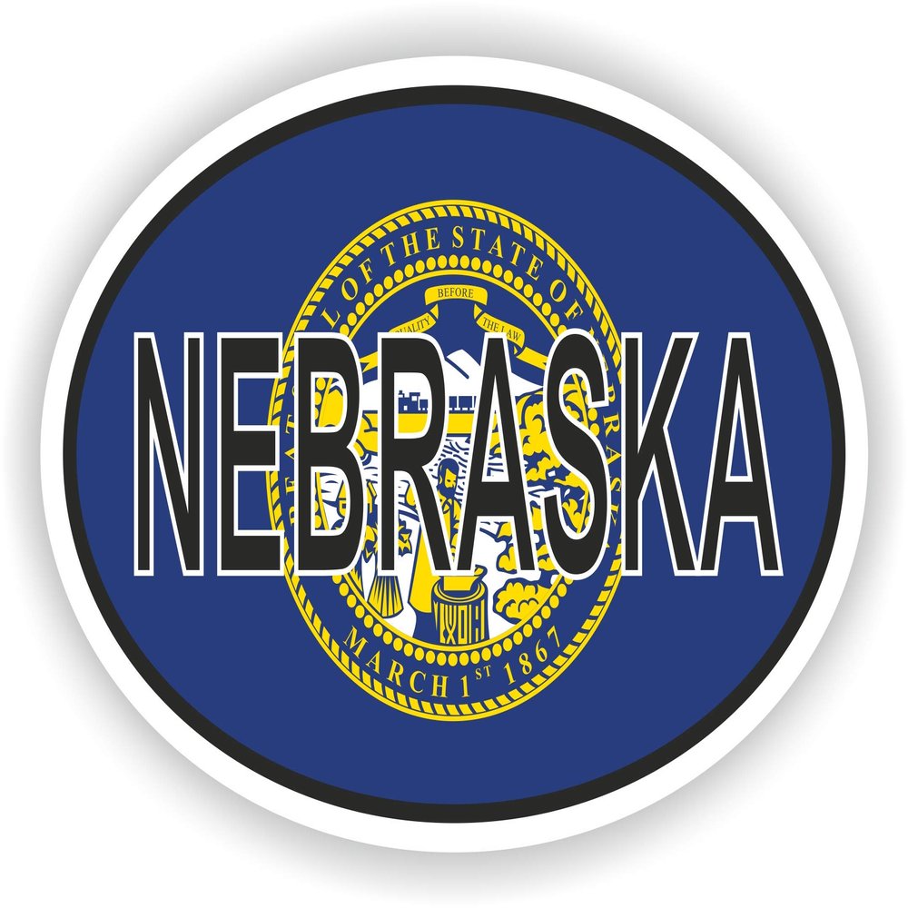 1x Nebraska Country Code Oval Vinyl Waterproof Sticker - 5cm / 2inches