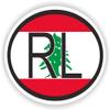 1x Lebanon RL Country Code Oval Vinyl Waterproof Sticker - 5cm / 2inches view 1