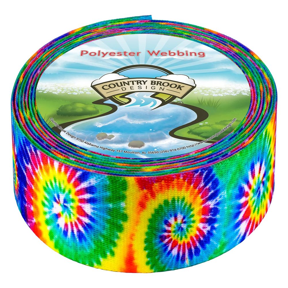 Country Brook Design - Classic Tie Dye Polyester Webbing (1 1/2 Inch, 50 Yards)