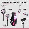 Aspire XD1 Womens Golf Clubs Full Set, Includes Driver, Fairway, Hybrid, 6-PW Irons, Putter, Stand Bag, 3 H/C's, Ultra-Light Graphite Shafts, Golf Clubs Women Right Handed, Comes in 3 Sizes, Pink view 2