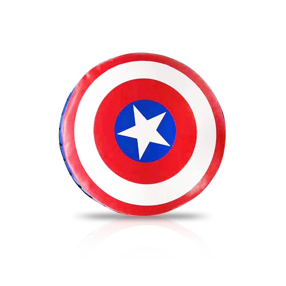 Superhero Captain PU Leather Round Taekwondo Karate Punch Strike & Kick Pad Punching Striking & Kicking Target Shield for Boxing Training Practice for Adult