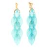 Grace Jun Handmade Multi-layer Dangle Drop Earrings and Clip on Earrings No Pierced for Women (Gold Sky Blue Clip-ons 7 Leaf) view 1