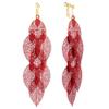 Grace Jun Handmade Multi-layer Dangle Drop Earrings and Clip on Earrings No Pierced for Women (Gold Red Clip-ons 7 Leaf) view 1