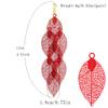 Grace Jun Handmade Multi-layer Dangle Drop Earrings and Clip on Earrings No Pierced for Women (Gold Red Clip-ons 7 Leaf) view 2