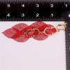 Grace Jun Handmade Multi-layer Dangle Drop Earrings and Clip on Earrings No Pierced for Women (Gold Red Clip-ons 7 Leaf) view 3