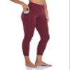 Colorfulkoala Women's High Waisted Tummy Control Workout Leggings 7/8 Length Yoga Pants with Pockets (XS, Wine Red) view 3