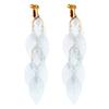 GRACE JUN Handmade Multi-layer White Enamel Dangle Drop Clip on Earrings No Pierced for Women (Gold White Clip-ons 7 Leaf) view 1