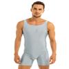 QinCiao Men's Adult Spandex Short Tank Leotard Bodysuit Sports Workout Biketard Silver-Gray X-Large view 2