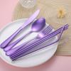 Portable Stainless Steel Flatware Set, Travel Camping Cutlery Set, Portable Utensil Travel Silverware Dinnerware Set with a Waterproof Case (Light Purple) view 3